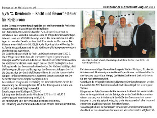 Pressebericht im Heilsbronner Monatsblatt August 2017